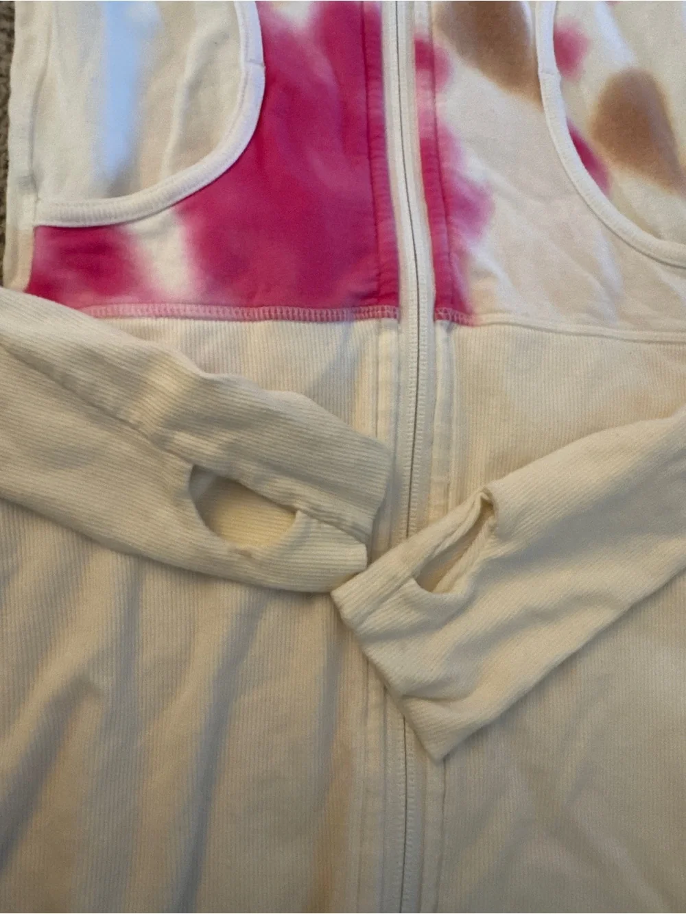 Lululemon Mixed-Texture Full Zip Jacket Mock Neck Tie-Dye - Size 4